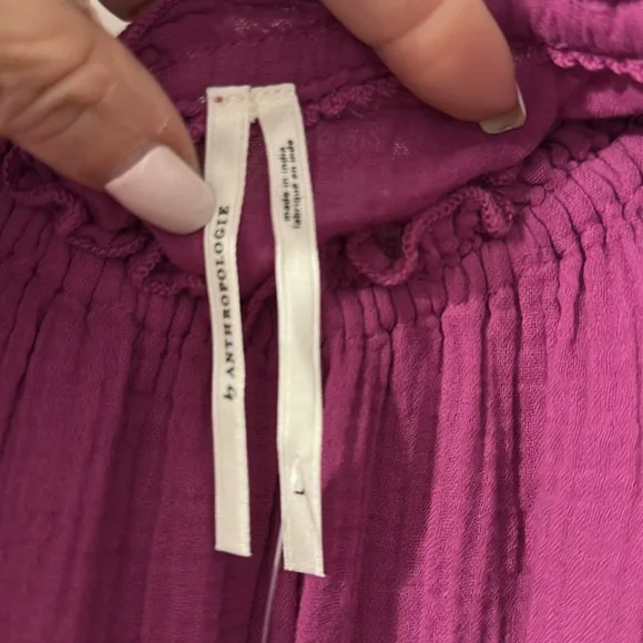 Anthropologie Purple Tiered Ruffled Maxi Sundress NWT 100% Cotton - Picture 4 of 5